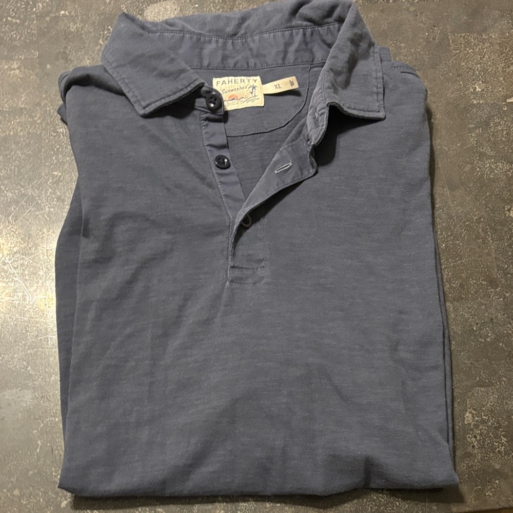 Faherty Men's Slate Polo Shirt